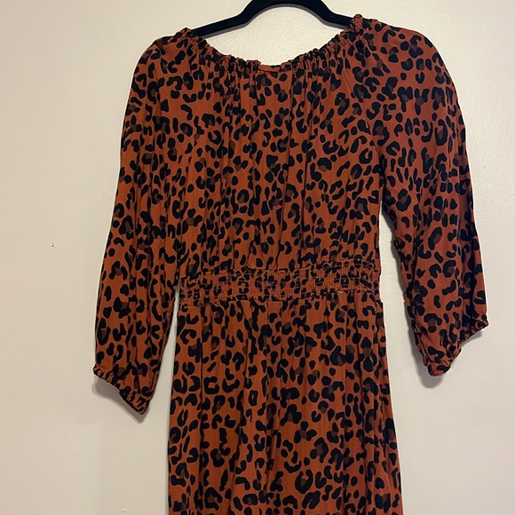 Knox Rose Long Sleeve A-Line Dress Dark Brown Leopard Print XS - Picture 6 of 7